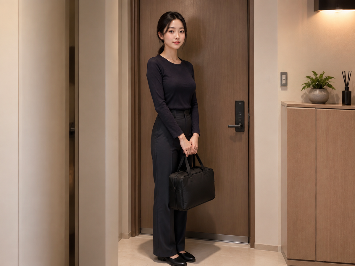 성남 야탑 방문 홈케어 일정을 준비하는 젊은 성인 한국 여성 관리사